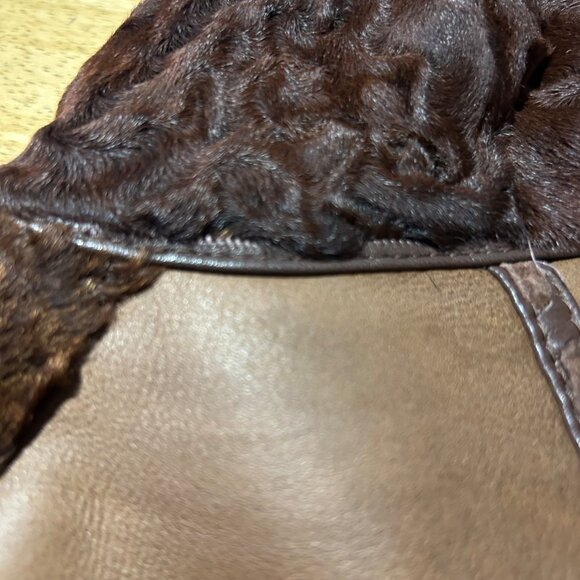 Womens Georgeou Westchester Brown Fur Lined Leather Vintage Midi Coat 40 US/M - Picture 9 of 16